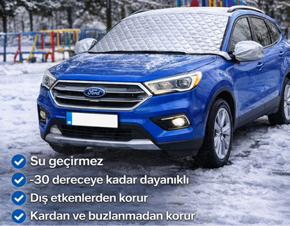 Ön Cam Buzlanma Önleyici Branda – Kar ve Güneş Koruyucu Su Geçirmez Oto Cam Örtüsü