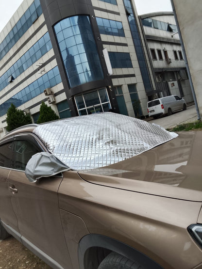 Ön Cam Buzlanma Önleyici Branda – Kar ve Güneş Koruyucu Su Geçirmez Oto Cam Örtüsü